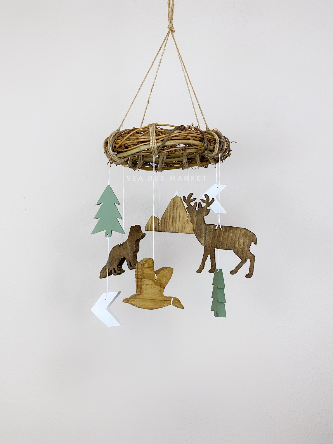 Woodland Animals Crib Mobile Deer Duck Fox Mountain Etsy