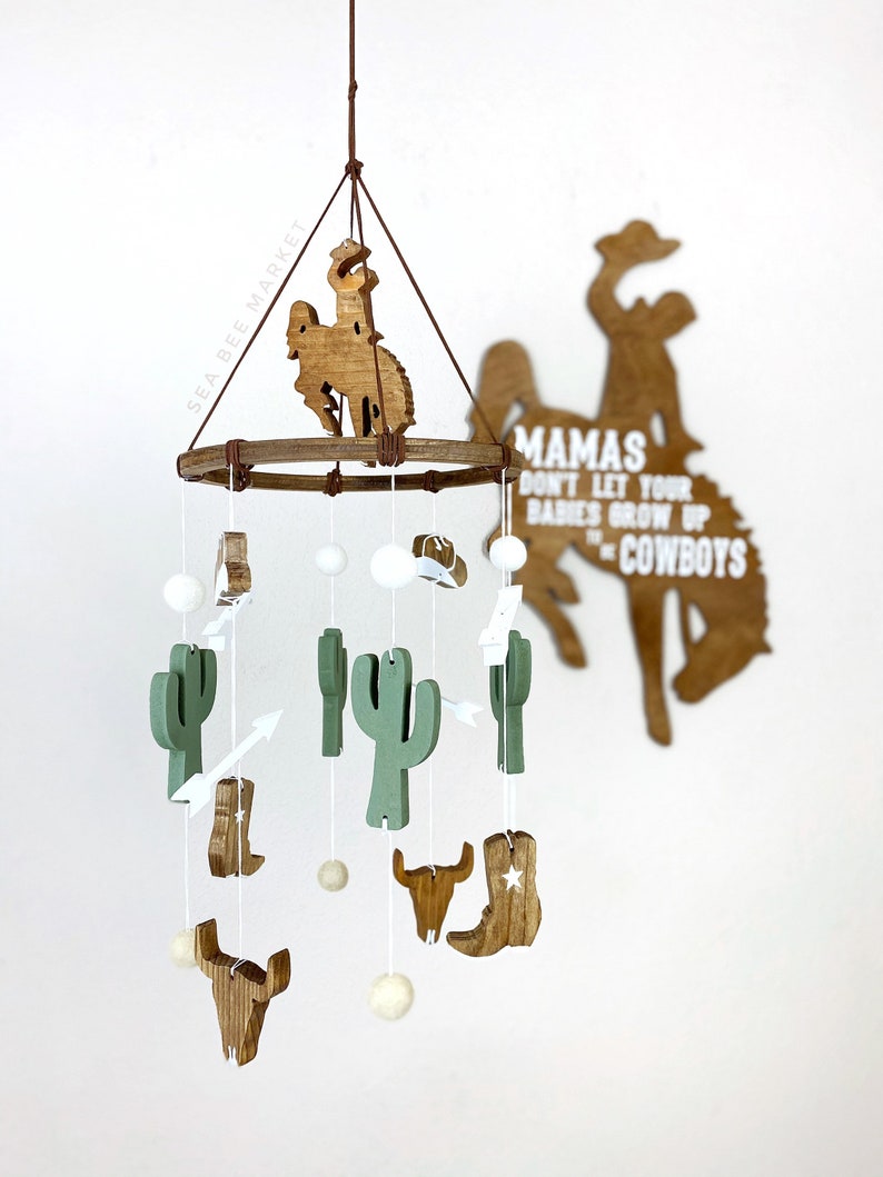 Large Cowboy Sign Mamas dont let your babies grow up to be cowboys Western Nursery Decor Country Music Customizable 3D Rodeo Sign image 6