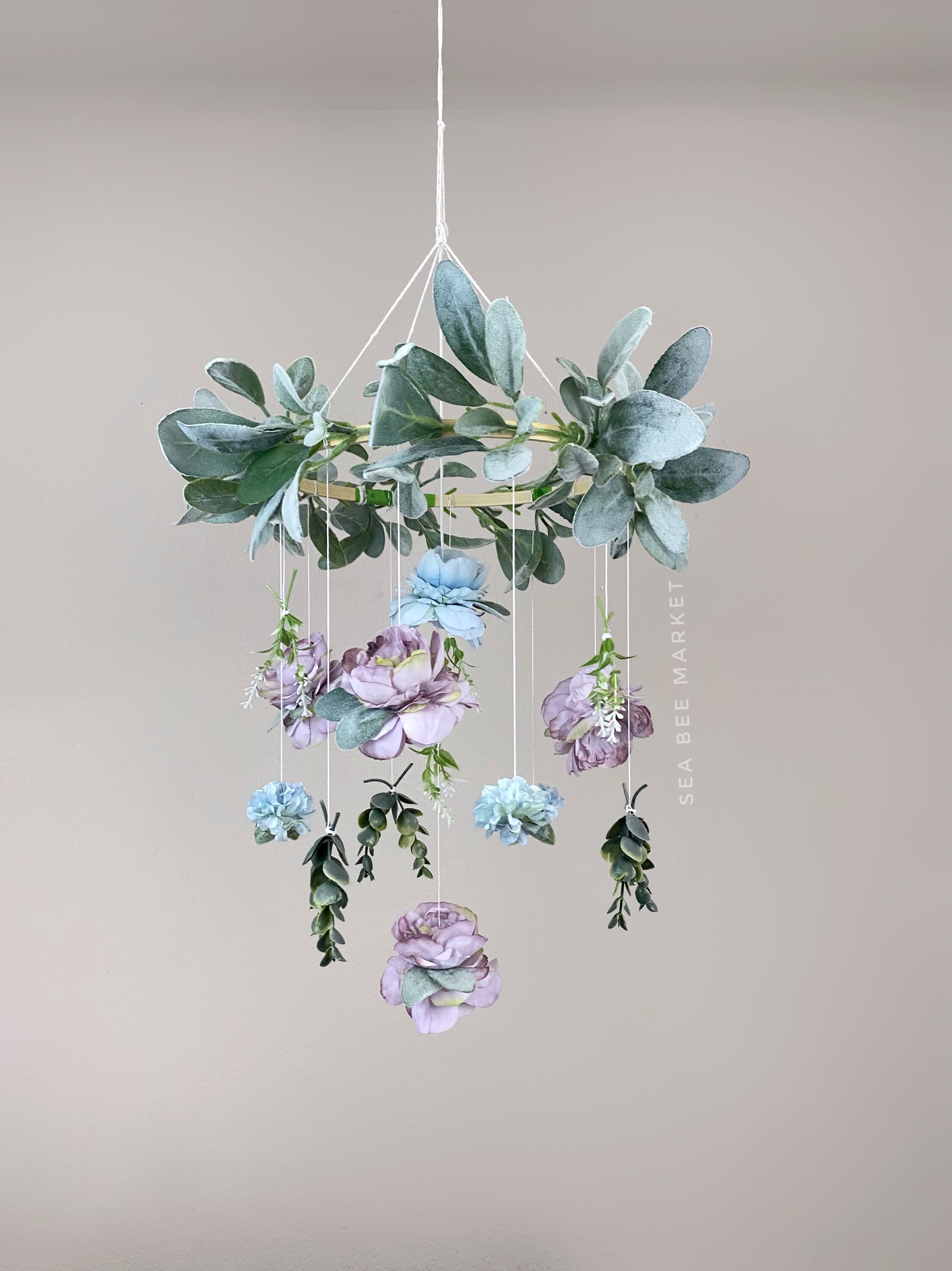 Floral Crib Mobile With Lavender and Robins Egg Blue Silk Etsy