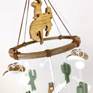 Cowboy Western Crib Mobile Classic/Vintage Cowboy Nursery Mobile Rodeo Nursery Wild West Cowboy Boots, Cactus, Cowboy Hats, Horse image 2