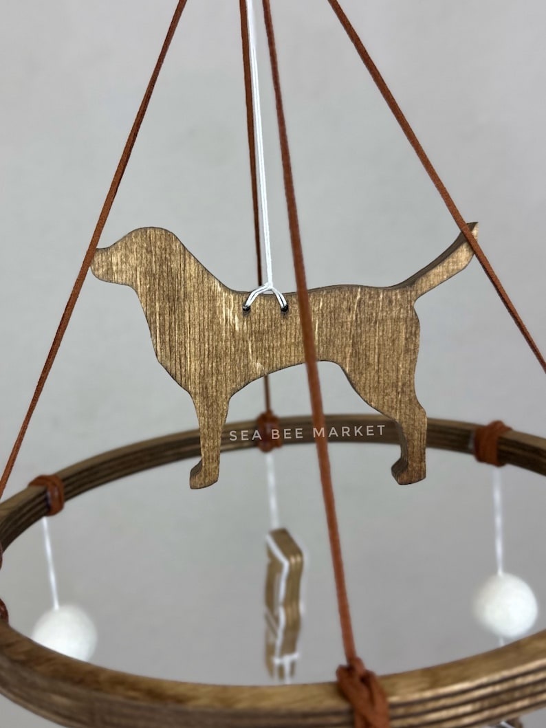 Duck Crib Mobile, Mallard Duck Calls, Green Trees, and a Hunting Dog