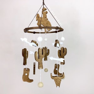 Neutral Cowboy Nursery Mobile: Wood Western Rodeo Decor