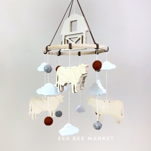 Cattle Ranch Crib Mobile: Rustic Barnyard Nursery Decor