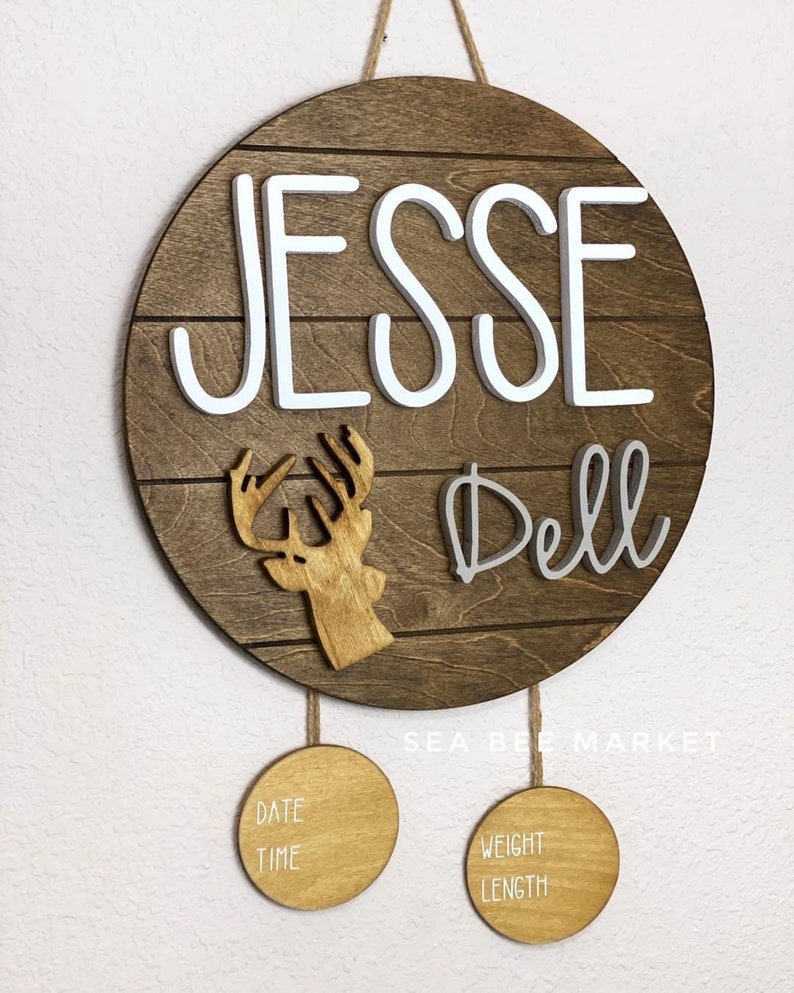 Woodland Hospital Door Hanger Custom 3D Round Name Sign With Etsy