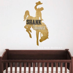 Cowboy Nursery 3D Name Sign - Vintage Western Nursery Decor - Customizable 36”Bucking Horse