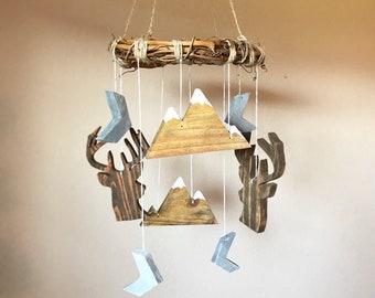 Woodland Baby Mobile - Deer Heads, Mountains, accent arrows for Lumberjack, hunting, camping Crib mobile for Nursery