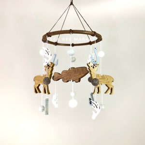 Largemouth bass and deer crib mobile