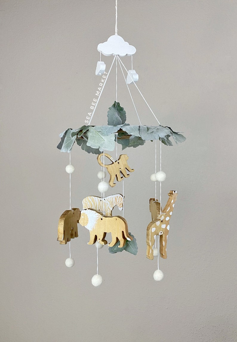 Wooden Safari / Jungle / Zoo Animal Themed Crib Mobile Etsy