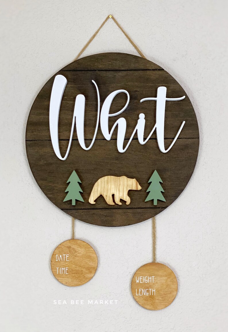 Woodland Hospital Door Hanger Custom 3D Round Name Sign With Etsy