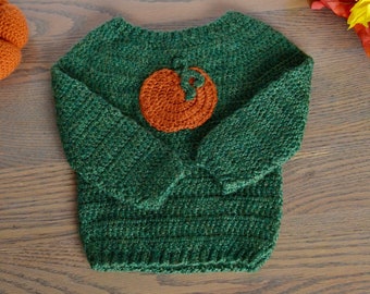 Fall Pumpkin Crochet Pullover Pattern (PATTERN ONLY) 0-3, 3-6, 6-12, 12-18, 18-24 month and 2T-3T sizes included, Fall into Autumn Pattern