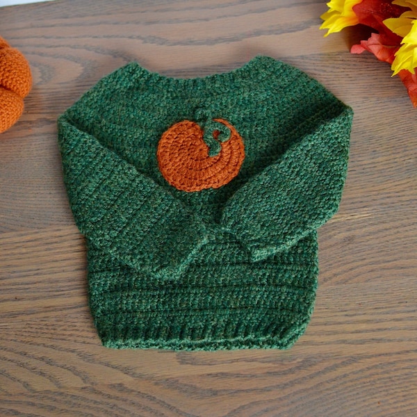 Fall Pumpkin Crochet Pullover Pattern (PATTERN ONLY) 0-3, 3-6, 6-12, 12-18, 18-24 month and 2T-3T sizes included, Fall into Autumn Pattern