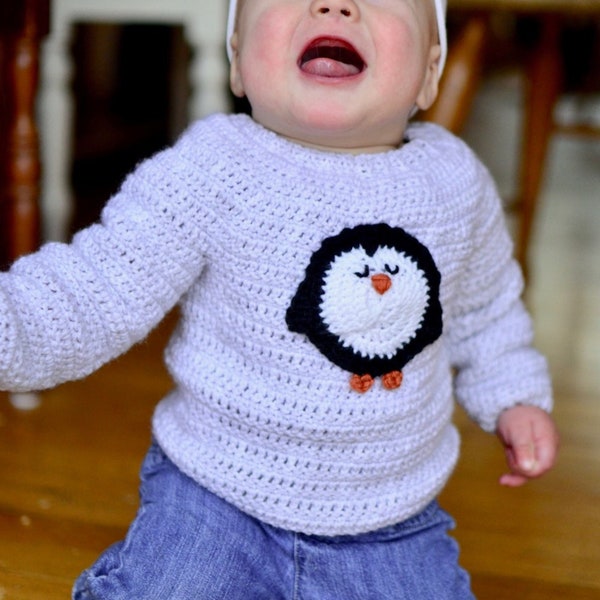 Penguin Baby Pullover Crochet Pattern (PATTERN ONLY)