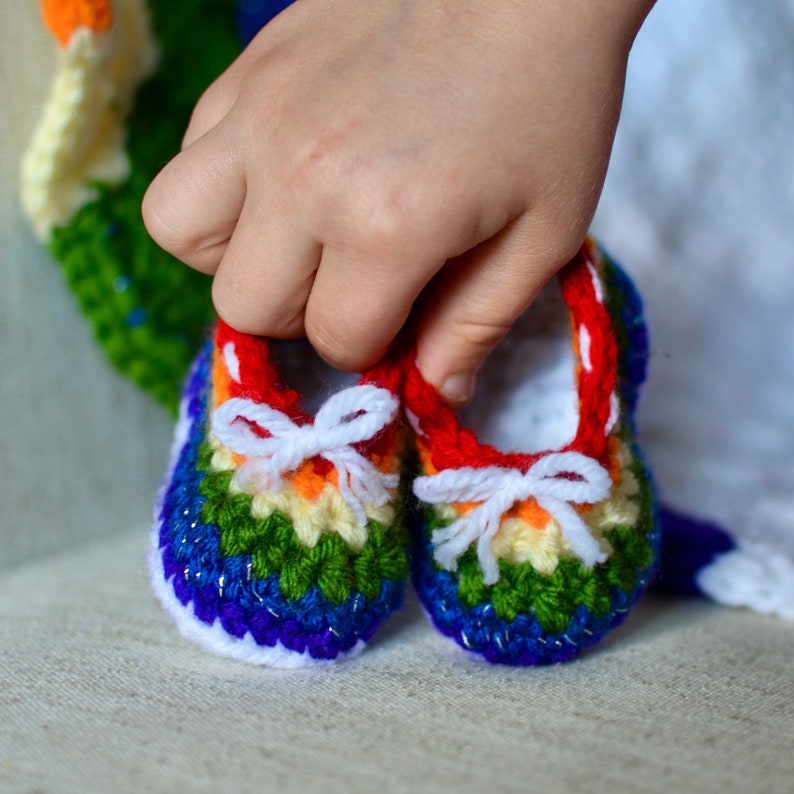 Rainbow Baby Crochet Bundle PATTERN ONLY Blanket, Hat, Booties, & Unicorn image 3