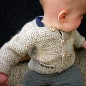Herringbone Baby Crochet Sweater Cardigan Pattern (PATTERN ONLY)