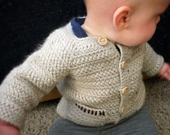 Modèle de cardigan en crochet pour bébé à chevrons (MODÈLE UNIQUEMENT)