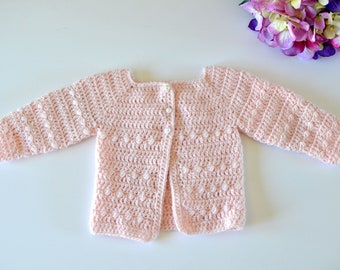 Little Bean Baby Girl Cardigan Pull Crochet Pattern (MODÈLE UNIQUEMENT)