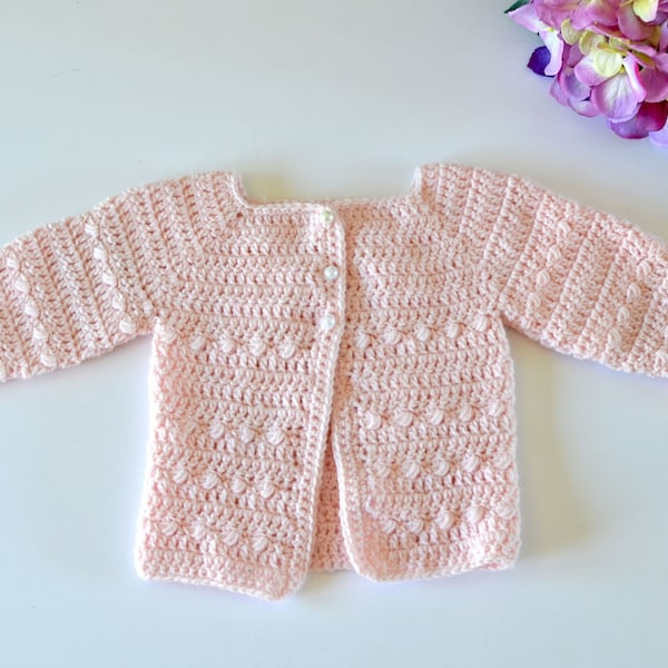 Little Bean Baby Girl Cardigan Sweater Crochet Pattern (PATTERN ONLY)