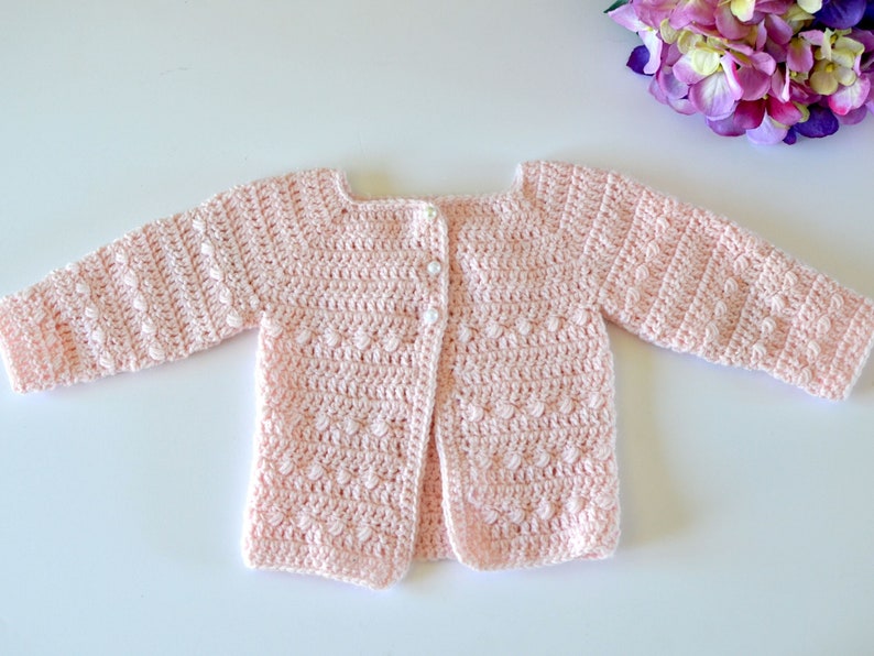 Little Bean Baby Girl Cardigan Sweater Crochet Pattern PATTERN ONLY image 1