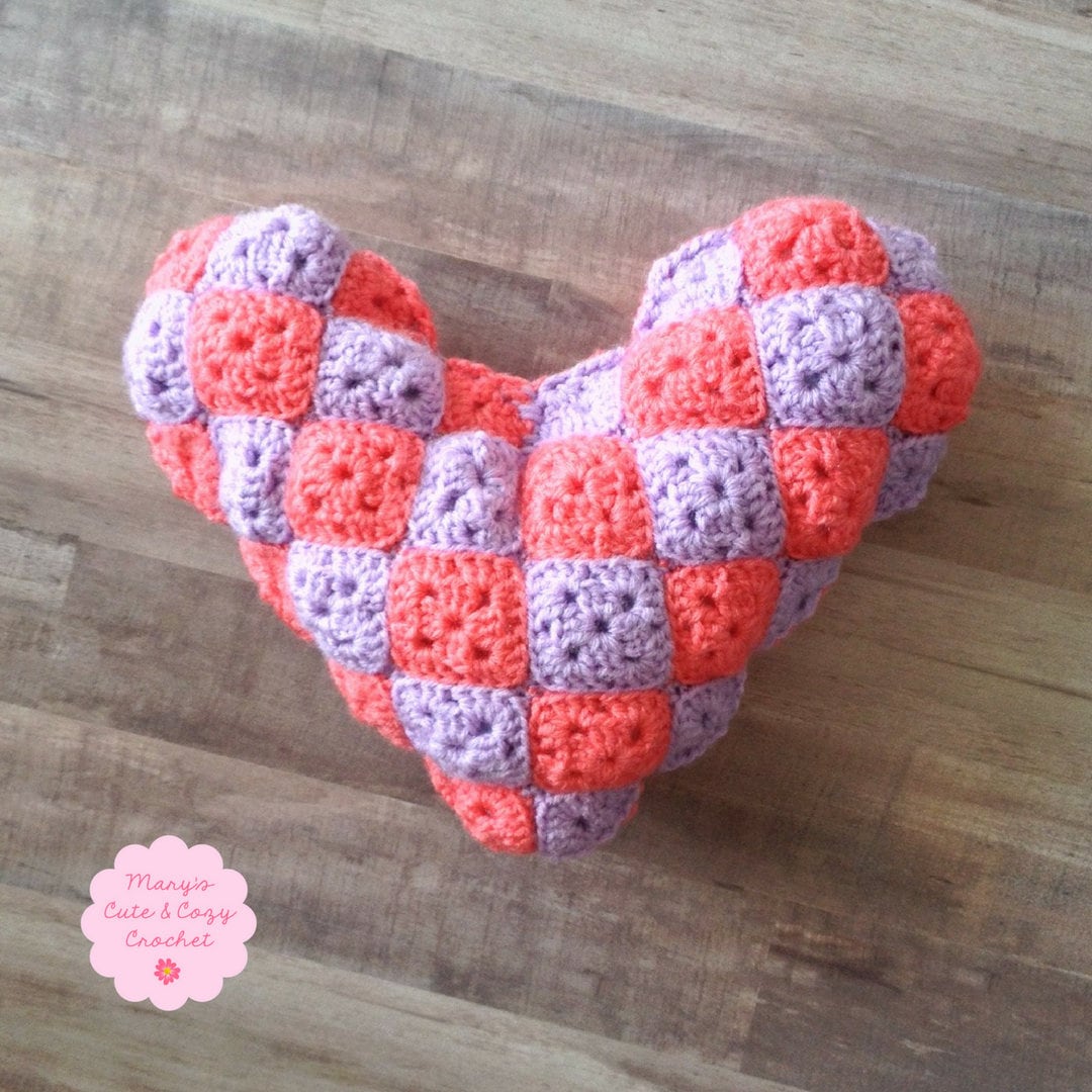 39 Beautiful Crochet Heart Patterns To Make With Love 15 Heart-to-Heart Crochet Pillow (pattern Only)