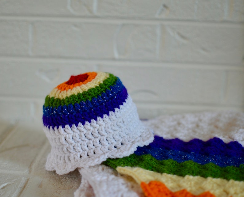 Rainbow Baby Crochet Bundle PATTERN ONLY Blanket, Hat, Booties, & Unicorn image 4