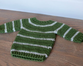 Davy's Striped Crochet Pullover Baby and Toddler Sweater (PATTERN ONLY)