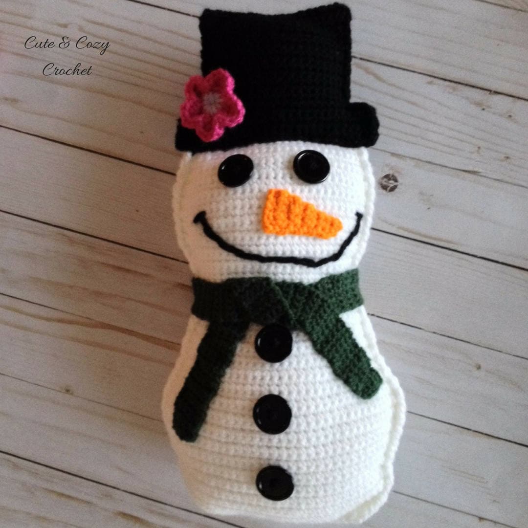 39 Crochet Button Patterns and Projects That Show Them Off 4 Happy Button Snowman Amigurumi Crochet Pattern (pattern