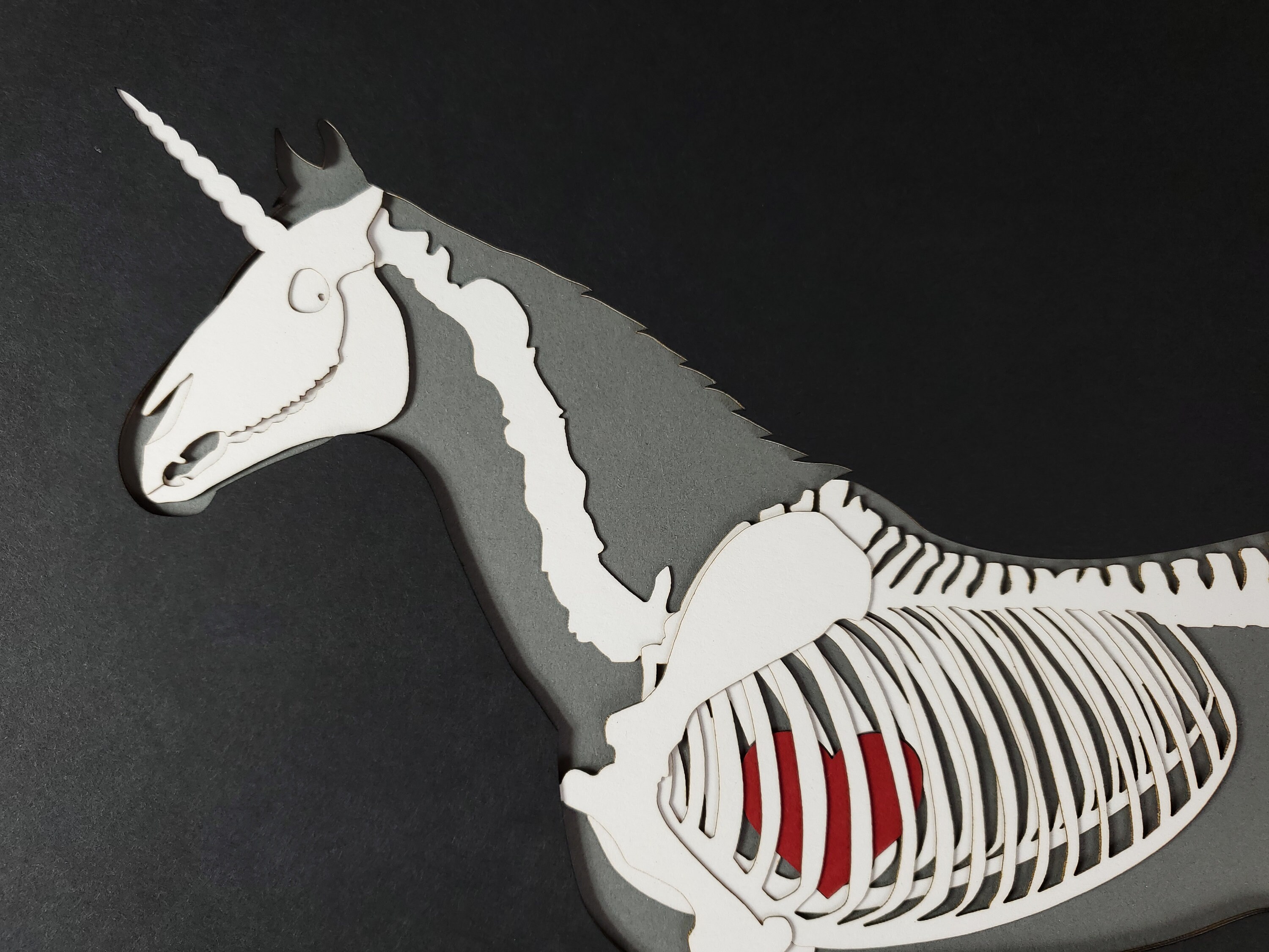 Unicorn Skeleton 6-layer Papercut Sculpture Panel 11"x14" Unframed - Etsy