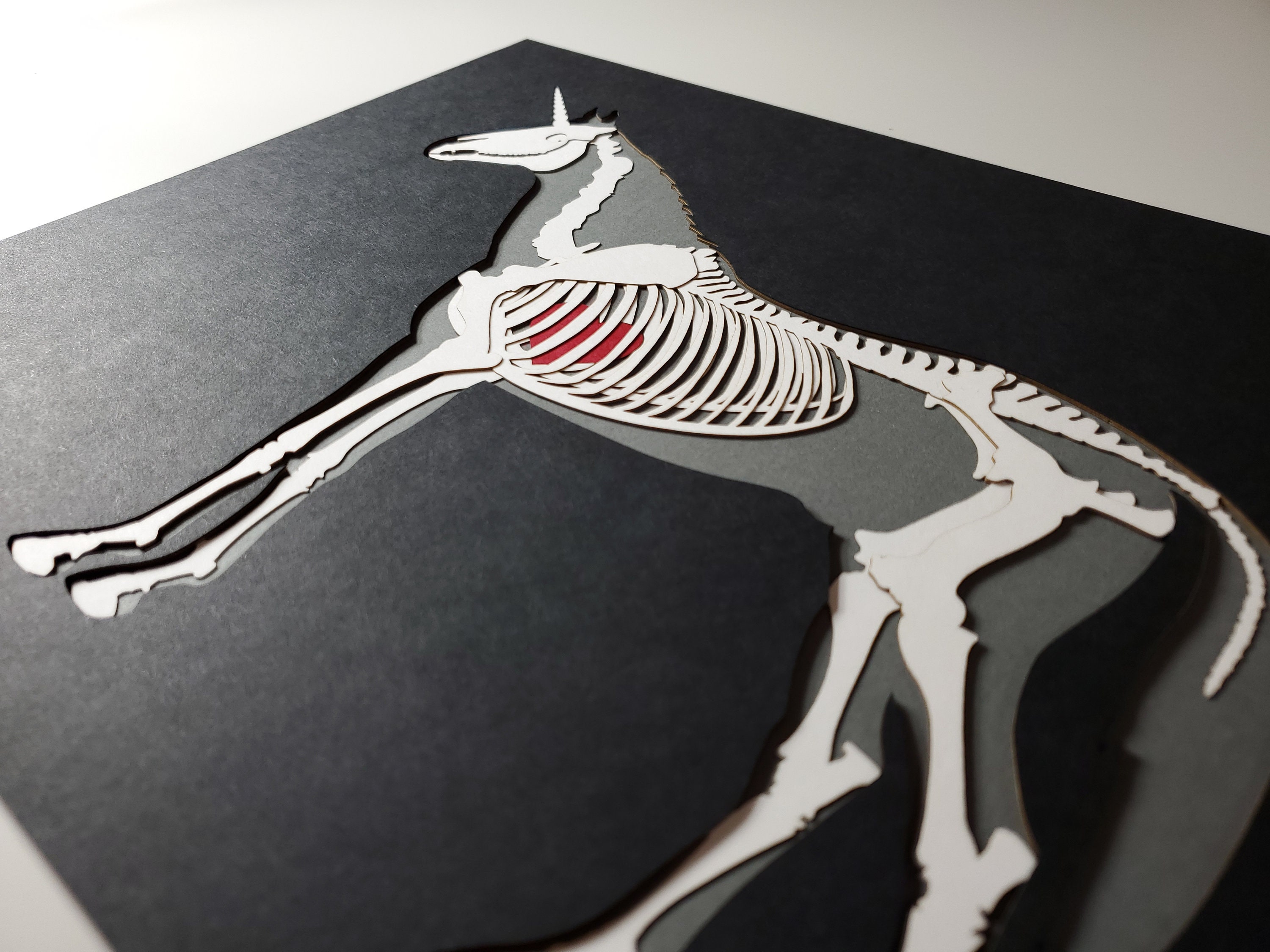 Unicorn Skeleton 6-layer Papercut Sculpture Panel 11"x14" Unframed - Etsy