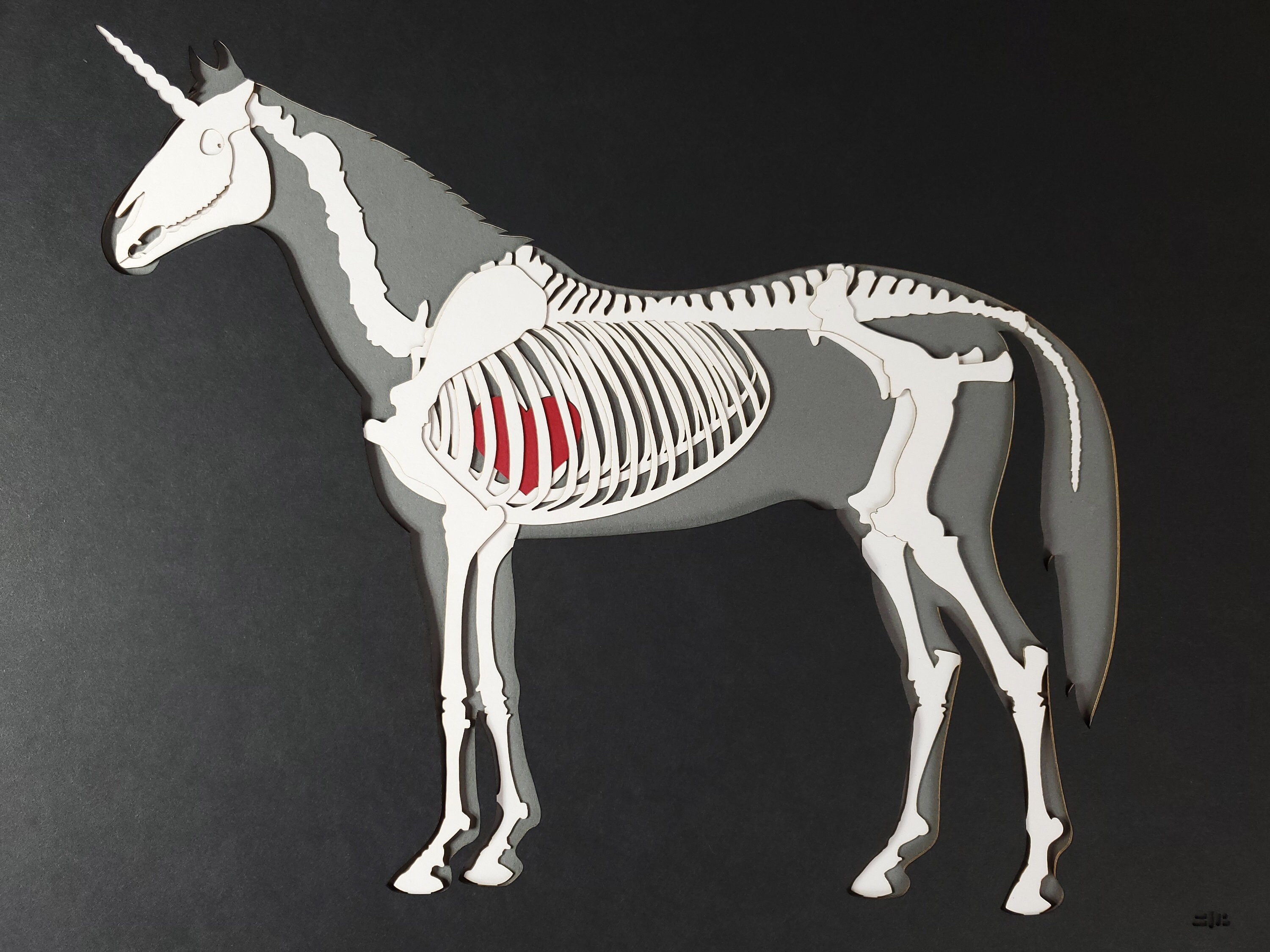 Unicorn Skeleton 6-layer Papercut Sculpture Panel 11"x14" Unframed - Etsy