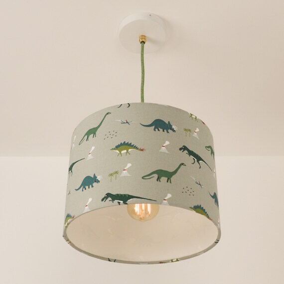 Dinosaur Drum Lampshade Plus Pendant And Led Filament Lamp