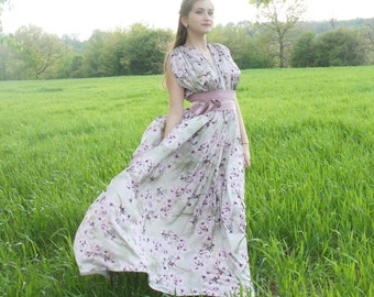 Flowy satin dress with wrapped belt, Flowy maxi dress, Satin prom dress, Bridesmaid boho dress, Engagement satin dress, Simple wedding dress