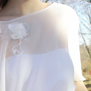 Sheer chiffon bridal cape, Winter wedding cover up, Bridal separates, Bridal capelet, Bridal bolero, Sheer bridal shrug, Wedding dress cape