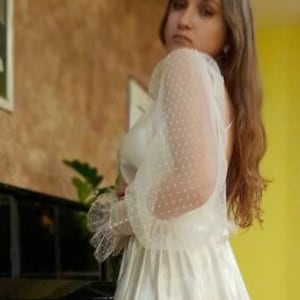 Polka Dot Tulle Puff Sleeves – Removable Bridal Sleeves with Romantic Flair