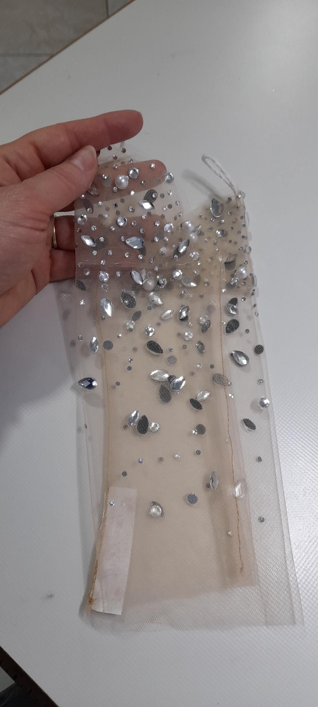 CASDRE Guanti Senza Dita Con Strass E Catena Per Sposa – Accessorio Cristallo Per Matrimonio E Festa - 2