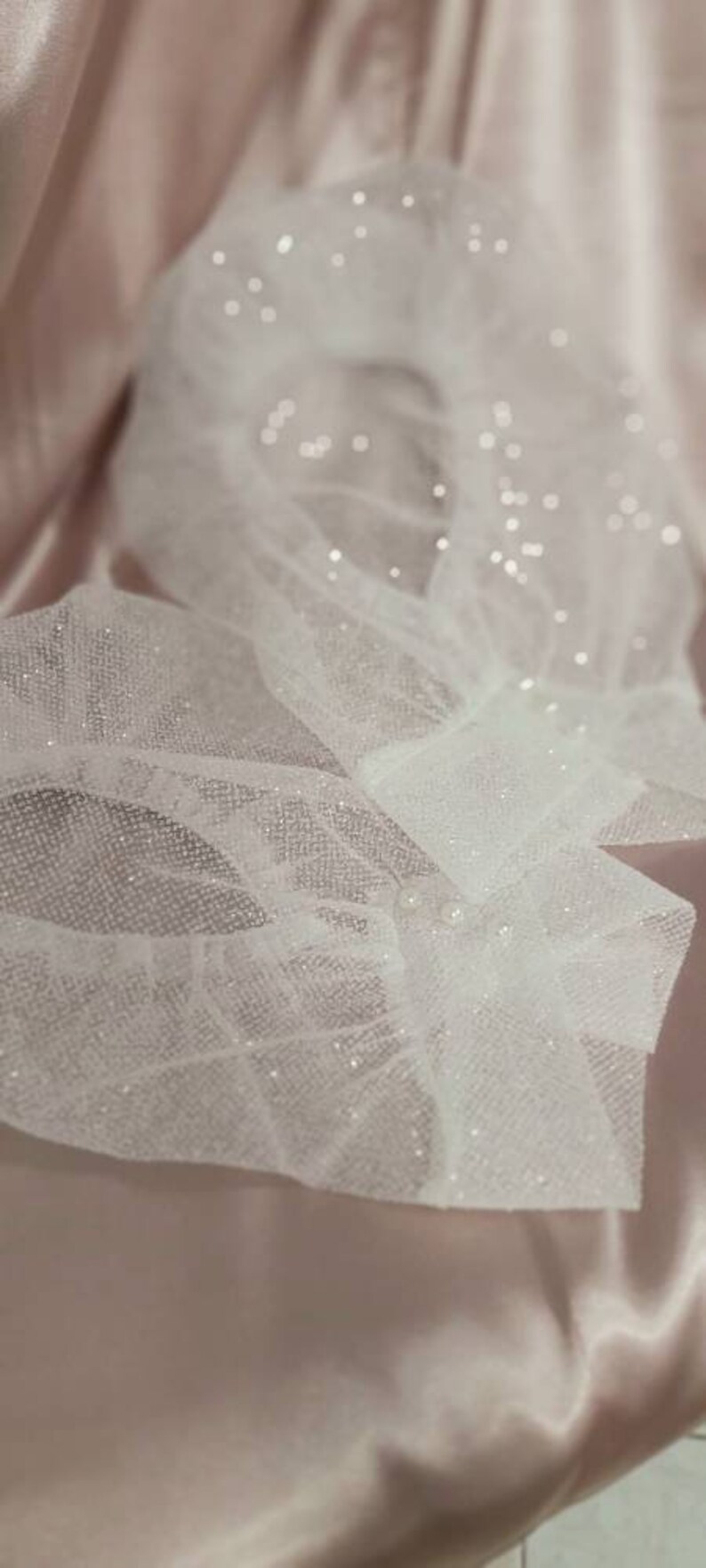 Bridal Stary Glitter Puffy Add on Wedding Dress Sleeves Ivory Short