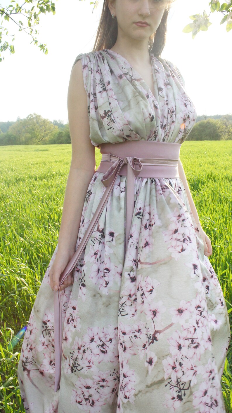 Flowy Satin Dress With Wrapped Belt Flowy Maxi Dress Satin Etsy