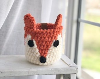 The Mini Fox Basket, Crochet Storage Basket, Woodland Nursery Decor, Baby Shower Gift