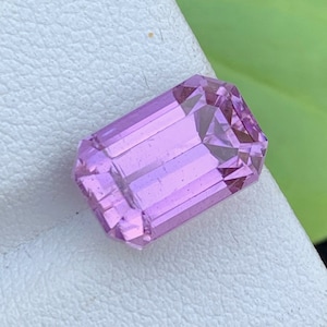 Fuchsia Pink Kunzite Gemstone: Emerald Cut, October Birthstone, 8.15 CT