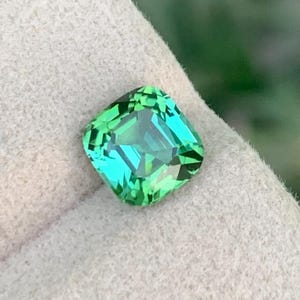 Bluish Green Tourmaline Gemstone For Sale , Cushion Cut Blue Green Tourmaline, faceted tourmaline loose gemstone, ring stone,  1.90 CT
