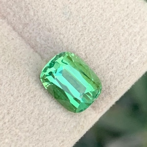 Natural Bluish Green Tourmaline Gemstone For Ring Making , Cushion Shape Tourmaline Stone, tourmaline gemstone for jewelry 2.40 CT