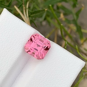 Natural pink tourmaline , baby pink color Ascher cut , ring jewelry size tourmaline loose gemstone 3 carats