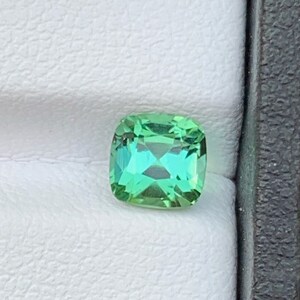 Natural Green Tourmaline Gemstone: Cushion Cut, 1.05 Carat, Afghanistan