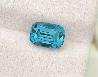 Ink Blue Tourmaline Gemstone: 1.30 CT Cushion Cut, VVS Clarity