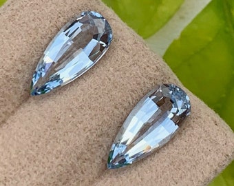 Aquamarine Loose Gemstone pair, Perfect Pear Cut, Beautiful Santa Maria Blue Color, March Birthstone, Aquamarine Gemstone , 3.40 CT