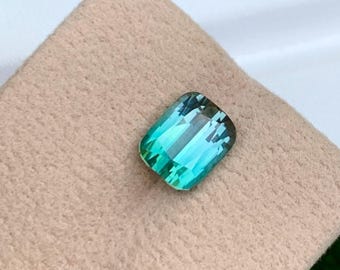 Natural Blue-Green Tourmaline Gemstone: 2.75 CT Cushion Cut, Afghanistan Origin