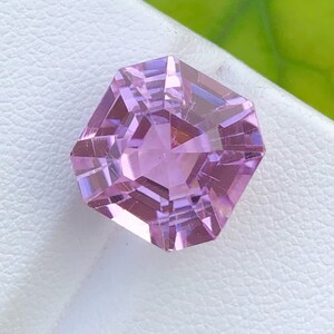 Pink Kunzite Gemstone: 12.40 CT Faceted Ascher Cut, Afghanistan
