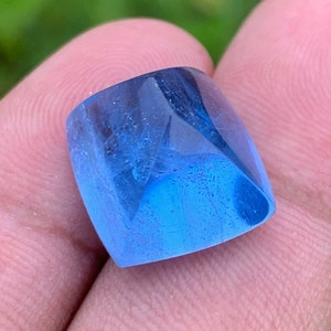 Beautiful Santa Maria Color Aquamarine Sugarloaf Cabochon For Necklace , Top Quality Fine Aquamarine Gem For Jewelry , 12.95 CT