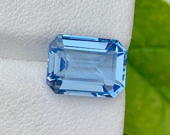Santa Maria Aquamarine Gemstone: 3.70 CT Emerald Cut, Brazilian Loose Stone