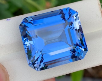 Genuine Santa Maria Color Aquamarine Beryl Gemstone , emerald Cut Aquamarine Gemstone From Minas Gerais Mine Brazil- 80 Carat 26*23*17 mm