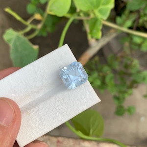 Santa Maria Aquamarine Stone For Jewelry, Brazilian Aquamarine Gemstone Faceted Aquamarine Loose Gemstone Light Blue Aquamarine Gem, 6.50 CT